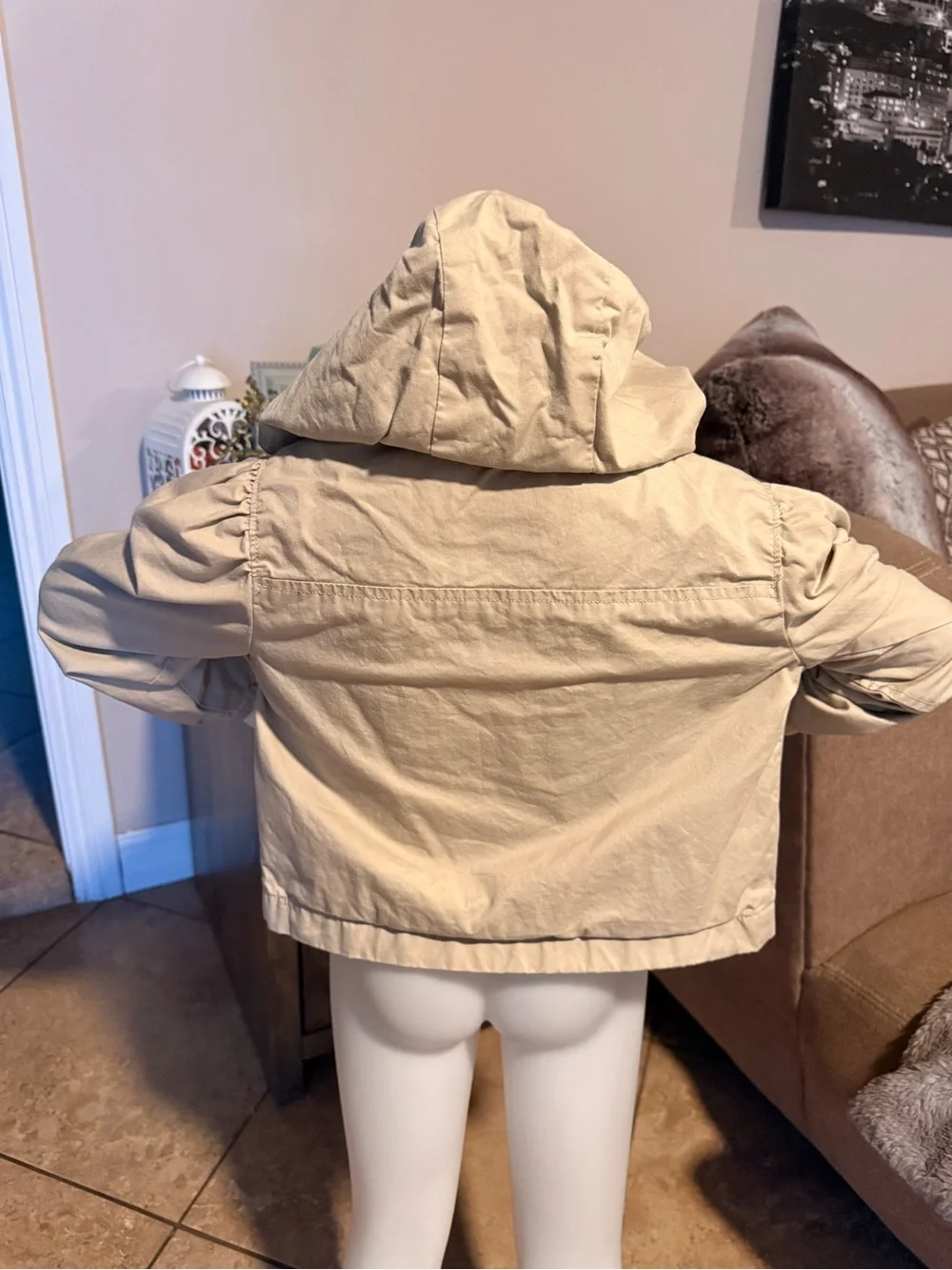 Old Navy Kids Hooded Utility Jacket in Light Beige